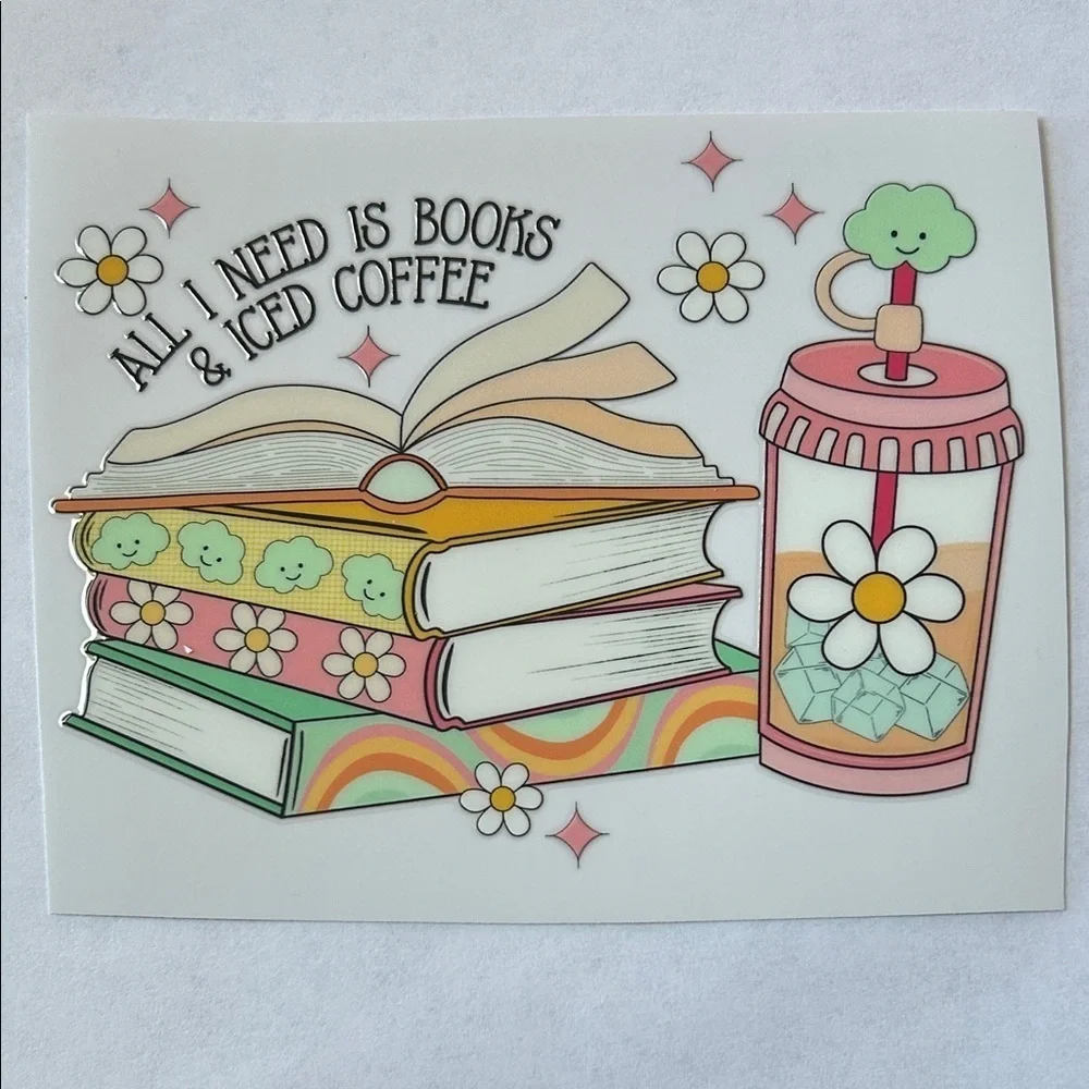 Books & Iced Coffee Cup Decal D54